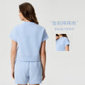 Summer new round neck loose running sports short sleeve women's cropped drop shoulder fitness yoga t-shirt d25022