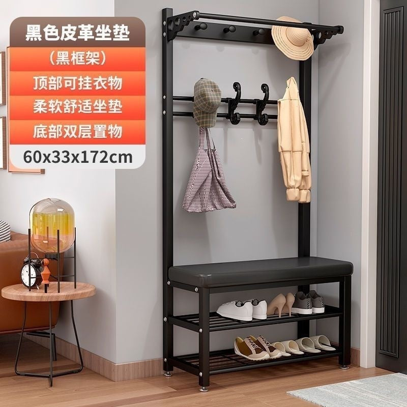 Simple shoe changing stool entrance door for home coat rack floor-standing entrance storage rack all-in-one foyer multifunctional coat rack
