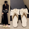 2025 new fashion flat fairy bowknot versatile closed-toe half-slipper women's summer outdoor wear all-match closed-toe sandals