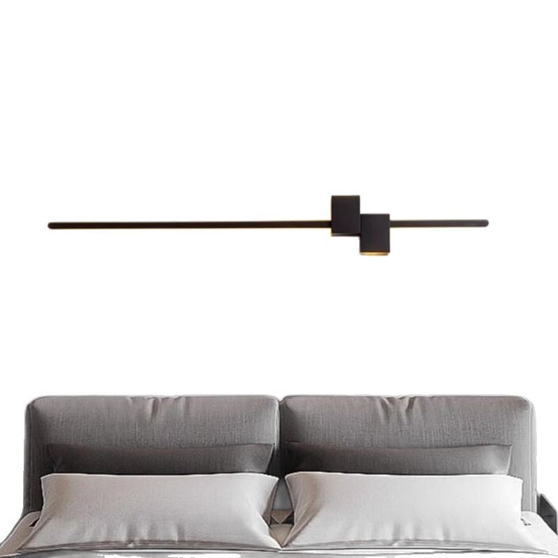 Wall lamp bench living room background wall grids modern casualnormcoreaccessible luxury one-shaped bedroom aisle bedside lamp
