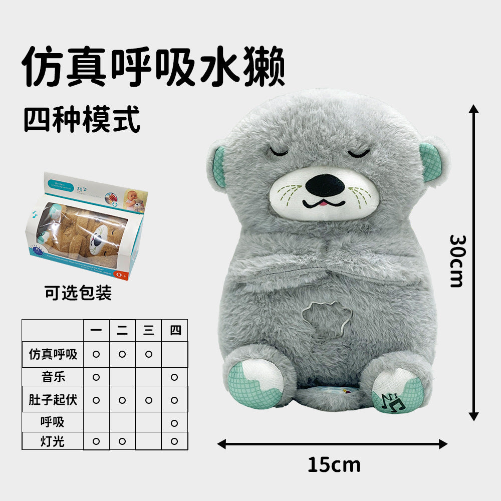 plush toy soothing music light-up sleep aid baby doll otter breathing bear plushie for infant sleep training