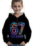 Kids' hoodie jacket, cross-border hot seller: cute cartoon print fashion zip-up hoodie for girls, dropshipping available