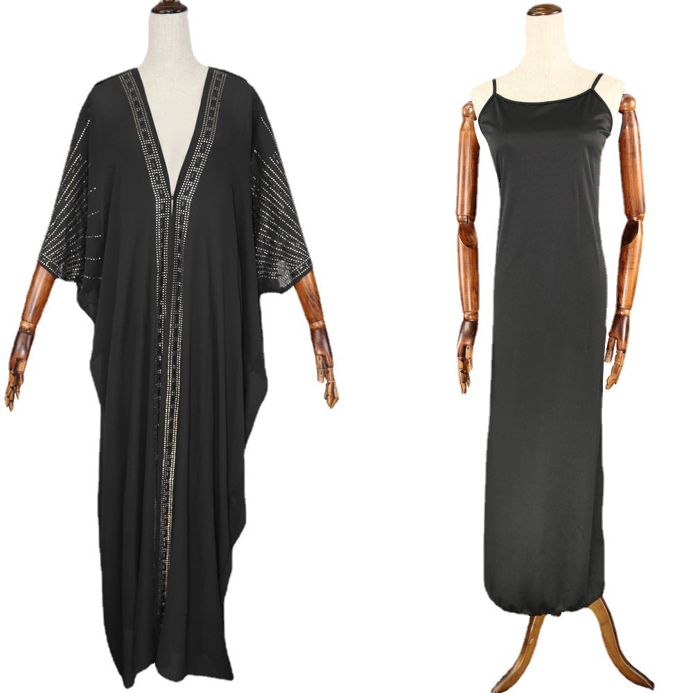 supply   african clothing women's dress hot diamond hooded chiffon fir