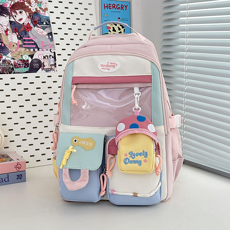 Cross-border high-value versatile large-capacity schoolbag female cute pain bag backpack junior high school girl high school student backpack
