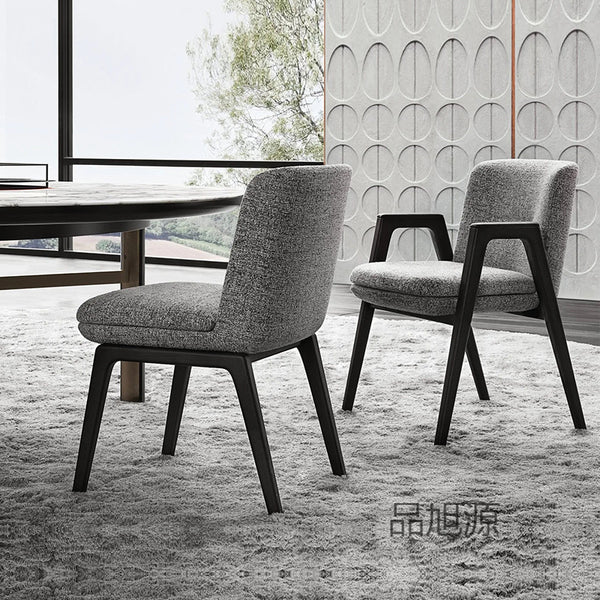 Italian minimalist solid wood dining chair home fabric Nordic hotel theme restaurant chair designer villa club chair