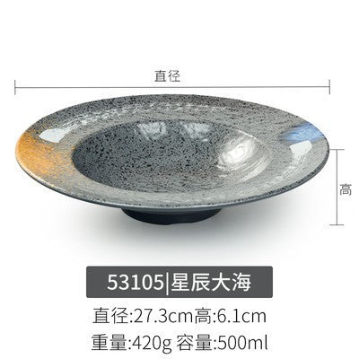 Melamine plate japanese plastic barbecue plate imitation porcelain round flat plate barbecue plate restaurant hot pot tableware dish plate commercial