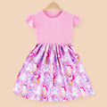 Ojitu  new cross-border collection: girls' and children's summer printed ruffle trim casual everyday dress