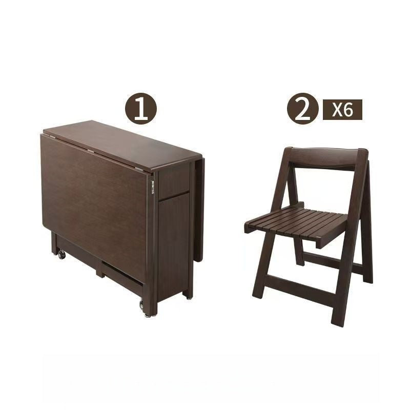 Movable foldable dining table small apartment dining table multifunctional for home high-end solid wood table foldable dining table and chairs