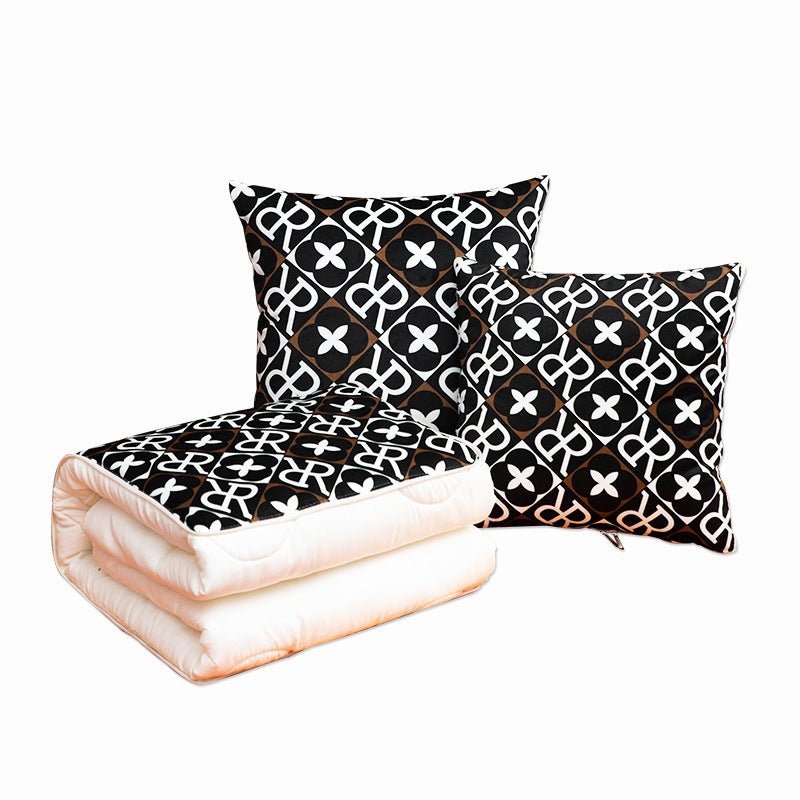 Multifunctional pillow quilt two-in-one scandinavian black and white checkerboard grids car cushion quilt office lunch break air-conditioning quilt