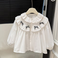 Springnew arrivalgirlshirt baby girlfashionk-stylelong sleeves shirt stylekidstopscasual children's clothing trendy
