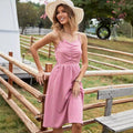 In stock - 91192# european & american  casual dress - women's elegant sexy spaghetti strap printed floral ladylike dress
