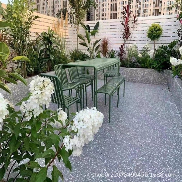 Nordic simple casual wrought iron outdoor tables and chairs Park terrace courtyard Waterproof and sunscreen Outdoor bar Table and chair combination