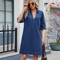 European and american cross-border women's spring/summer new arrivals:  independent store washed v-neck loose short-sleeve midi dress