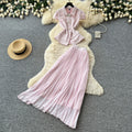 French chic collar sweetheart vest pleated skirt two-piece set - elegant, stylish, and high-end summer collection for women