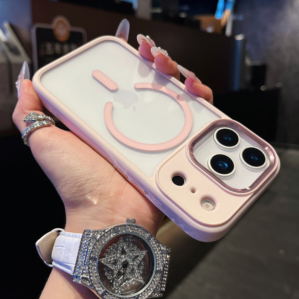Suitable for apple iphone 15 gold shield magnetic transparent case for women, iphone 17 pro max