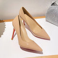 Wo huizhou 2026 autumn new arrival high heel pumps - nude with red sole, european & american chic, fashionable stiletto, pointed toe