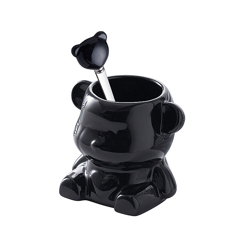 Luxury new year fruit fork set - stainless steel fruit forks with storage jar, premium ceramic bear fork & spoon jar set