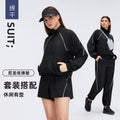 Spring/summer lightweight breathable zip-up jacket short training fitness outdoor casual running sports set for women