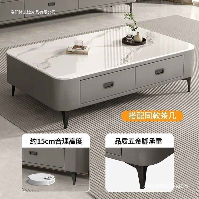 Modern minimalist coffee table living room home  tv stand floor-standing solid wood feel tea brewing integrated small apartment tv cabinet