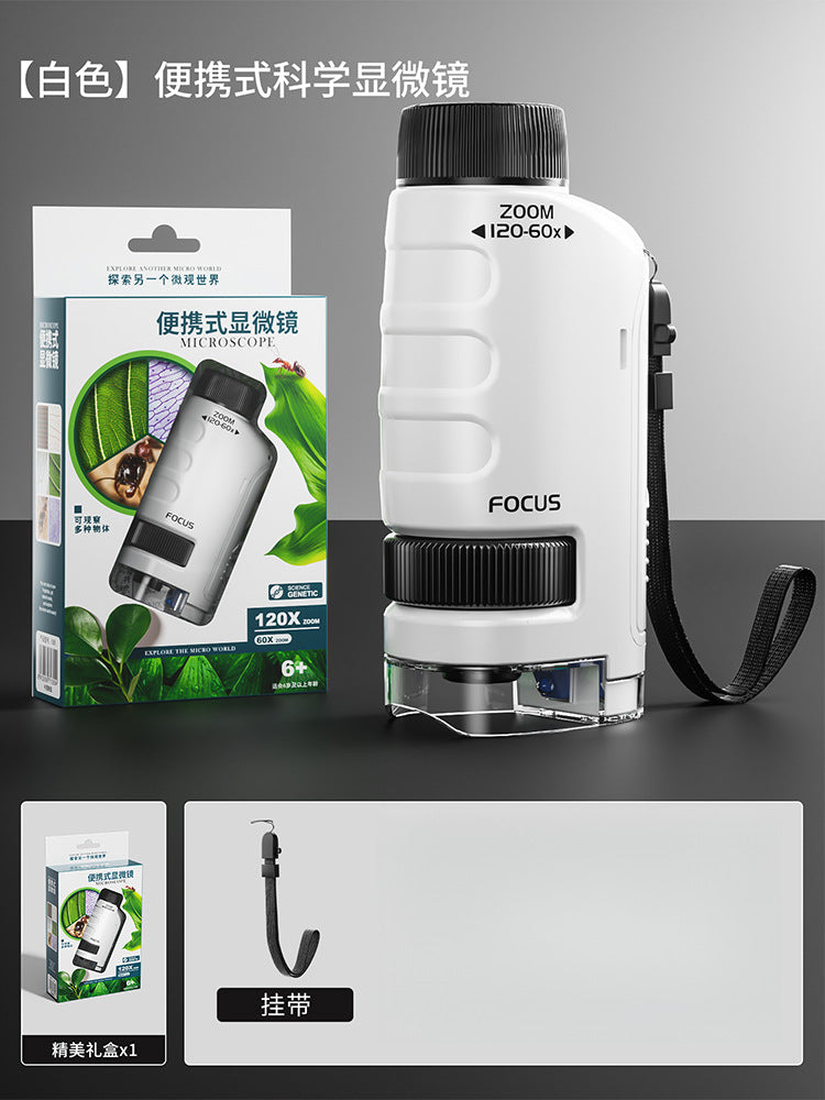 Portable microscope for kids - educational toy with phone clip - perfect for student science experiments, antiques, jewelry appraisal, and miniature observation