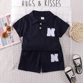 Kids' summer outfit set: 0-5 year old boys' polo shirt & lightweight short-sleeve tee - trendy two-piece set for infants and toddlers