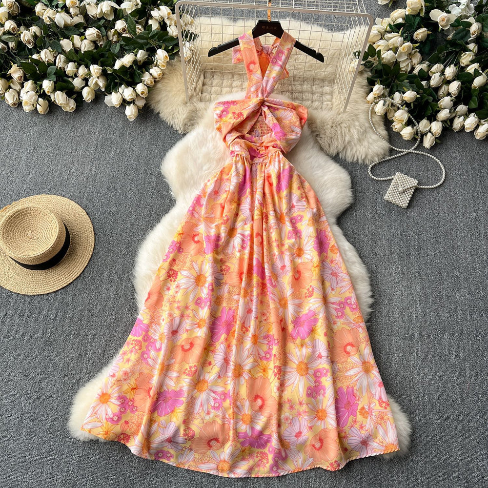 Sexycut outhalter suspender dress for women, pure lust atmosphere, waist slimming lookelegant super fairy holiday floral skirt