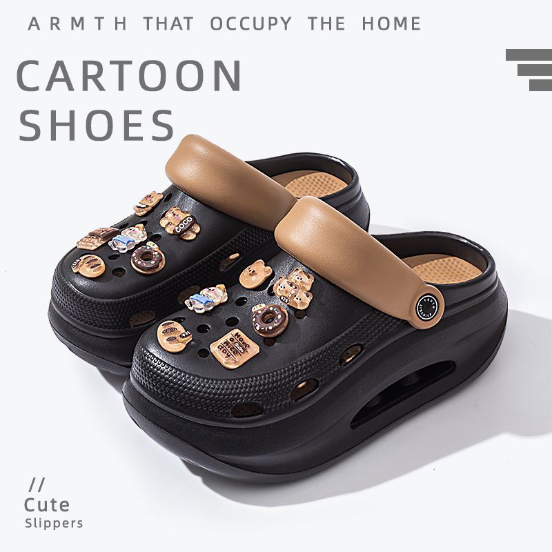 2025 new women's wedge platform clogs - summer outdoor wear, thick sole, two-wear style, chunky heel, non-slip beach sandals & slippers