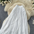 K-style high waist lazy style pleated a-line skirt for women spring and summer large swingeasiest for matchelegant gentle long skirt