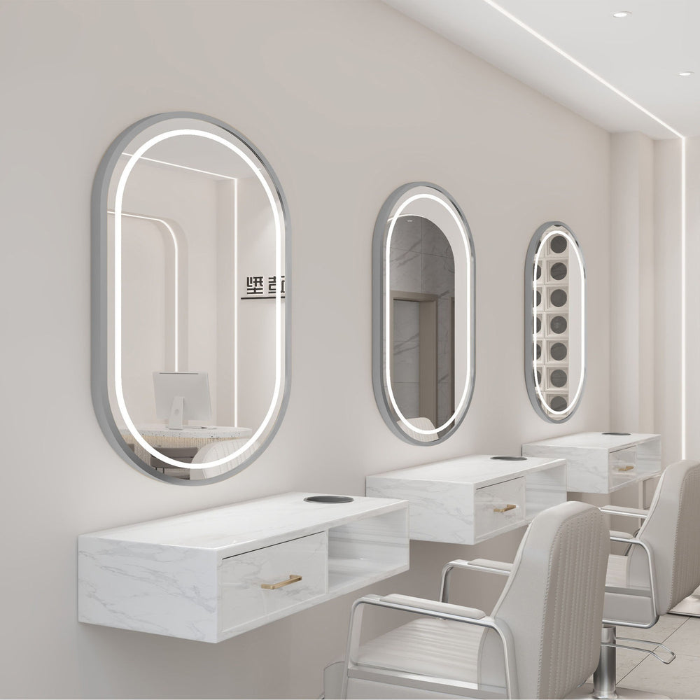 Influencer-approved barber shop mirror table, salon wall-mounted minimalist hairdressing mirror, touch-control led hairdressing mirror