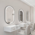 Influencer-approved barber shop mirror table, salon wall-mounted minimalist hairdressing mirror, touch-control led hairdressing mirror