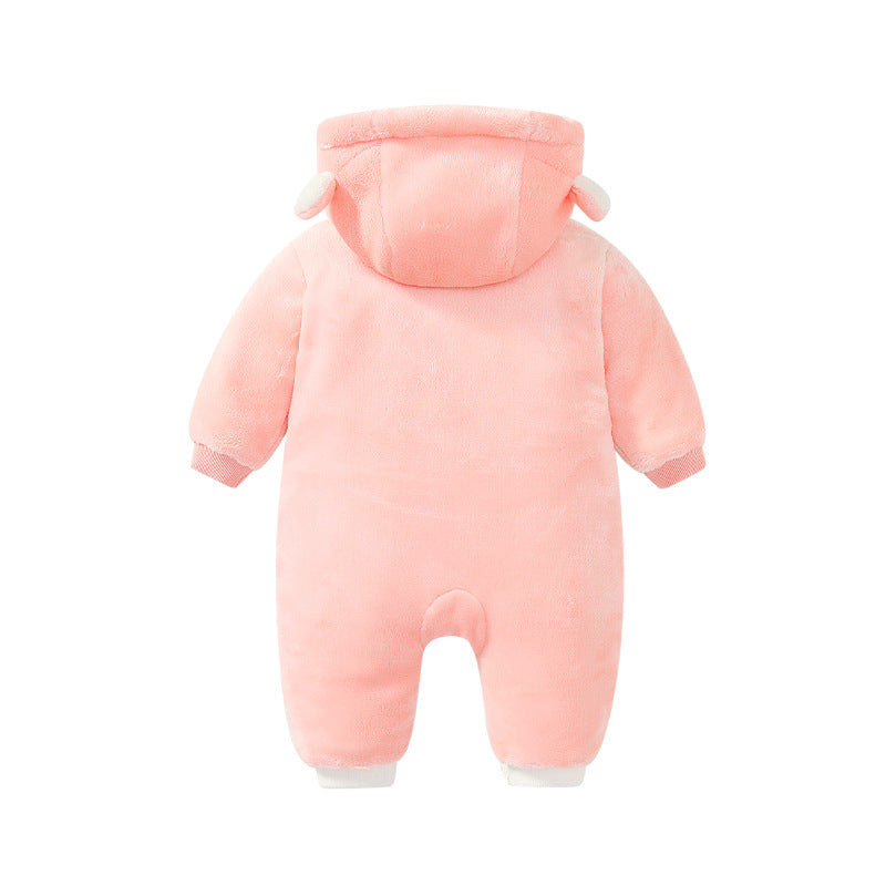 Baby onesie fall and winterthickened bear pajamasheattechoutwearlong sleeveshaya infant korean stylechildren's clothing hooded