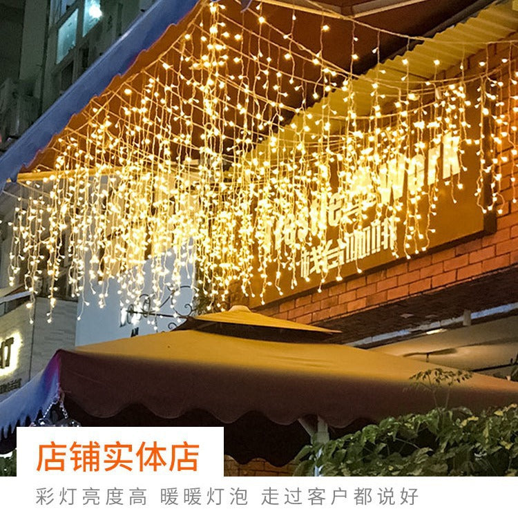LED lantern project lighting ice bar light, starry hanging light, curtain light, fringed string light, wedding window decoration light