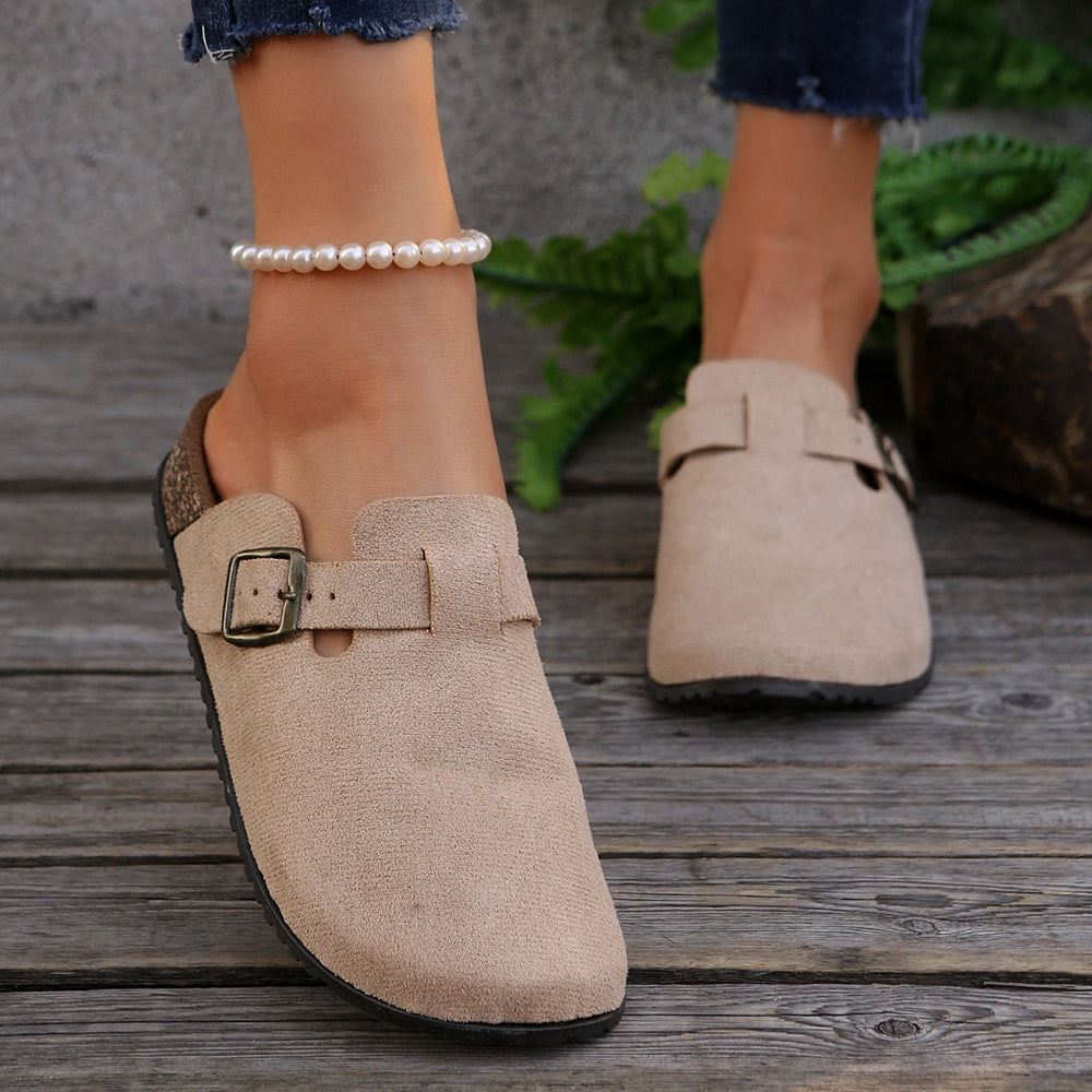 retro birkenstock shoes 2025 spring outwear fishing thick solenon-slip toe-cap half slippers women's soft bottom loafers