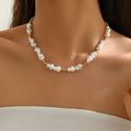 Irregular imitation pearl necklace wholesale european and american cross-border jewelry retro accessible luxury high-end stacked clavicle chain jewelry