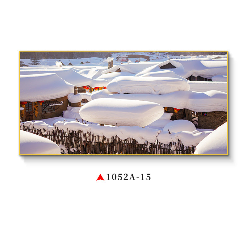 Northeast snow landscape decorative painting rural folk landscape wall painting iron pot stew restaurant farmyard light box hotel hanging painting