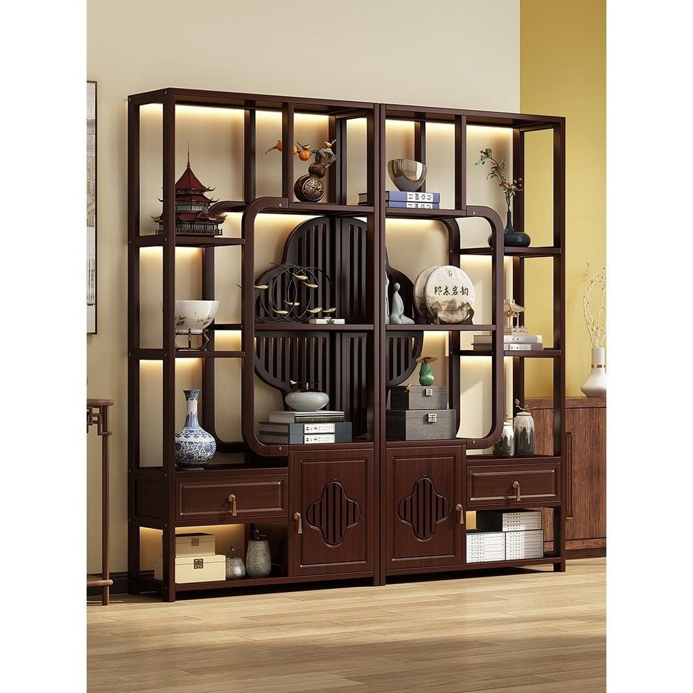 Special offer new chinoiserie non-solid wood antique rack tea tea set rack tea room tea cabinet ornaments storage rack large capacity