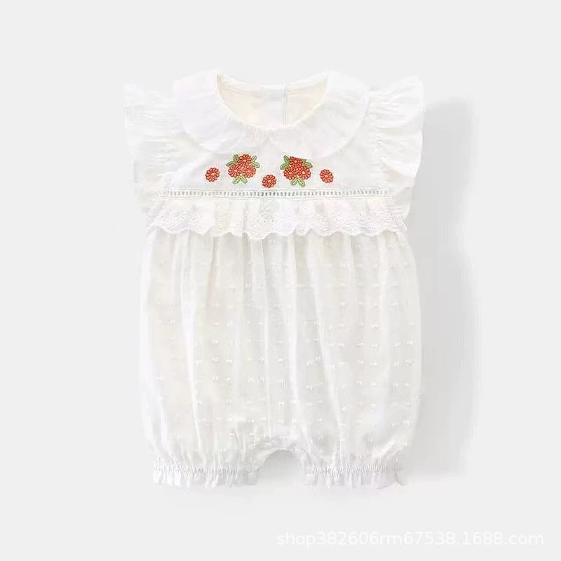 Newborn baby summer romper  spring infant flutter sleeve bodysuit long sleeve crawling suit baby girl outfit