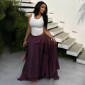 European and american cross-border women's clothing:  summer new arrival - high-waisted, slimming, asymmetrical, loose, flowy, long striped midi skirt