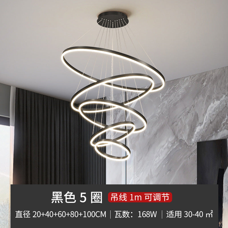 Living room chandelier modern simple lighting Internet celebrity light luxury Nordic lighting creative ring bedroom bar restaurant led