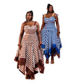 European and american cross-border women's fashion:  summer new arrivals - stylish and elegant striped high-waisted bodycon asymmetrical slip dress