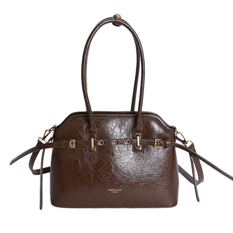 2025 autumn new arrival: large capacity commuter shoulder & crossbody tote bag - vintage oil wax leather handbag, premium women's bag