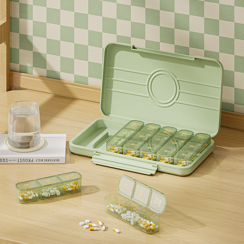 Portable seven days a week, portable, small medicine box, medicine dispenser, three meals a day, mini medicine reminder box