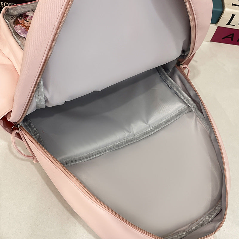 New Japanese ins college style backpack, junior high school student schoolbag, high value transparent cartoon cute backpack