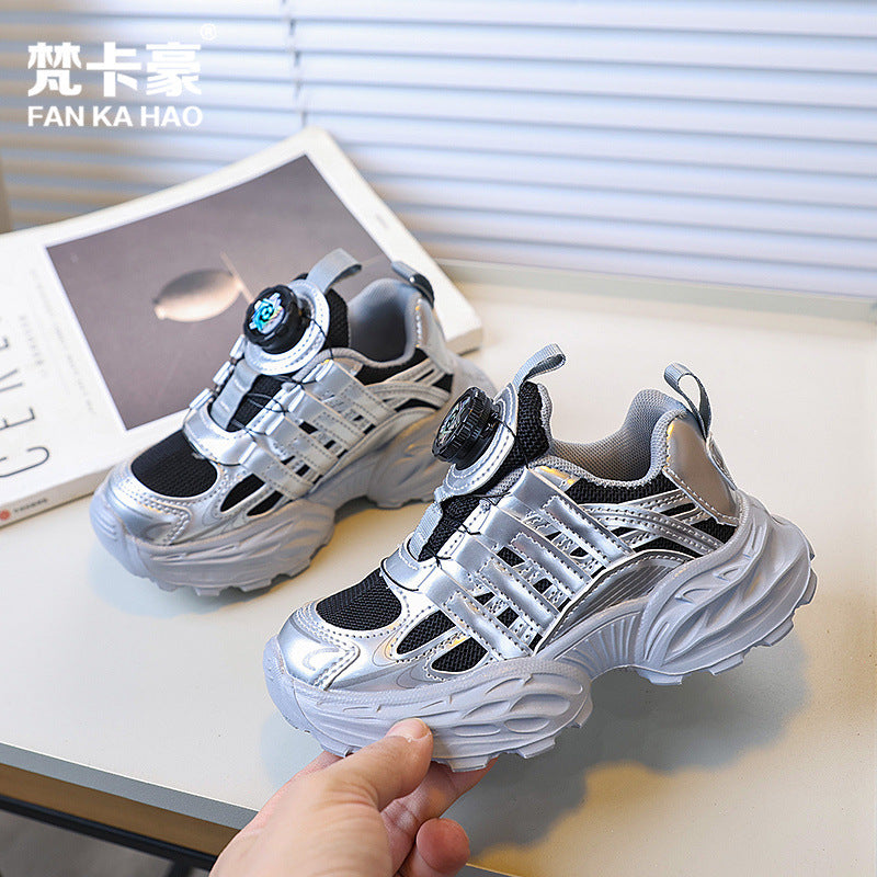 Vancahao boys' rotating buckle fashion sneakers,  spring/autumn new korean style girls' trendy running shoes
