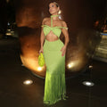 Hot-selling  fashion: european and american summer dresses - tassel trim, bandage strapless dress, new arrival