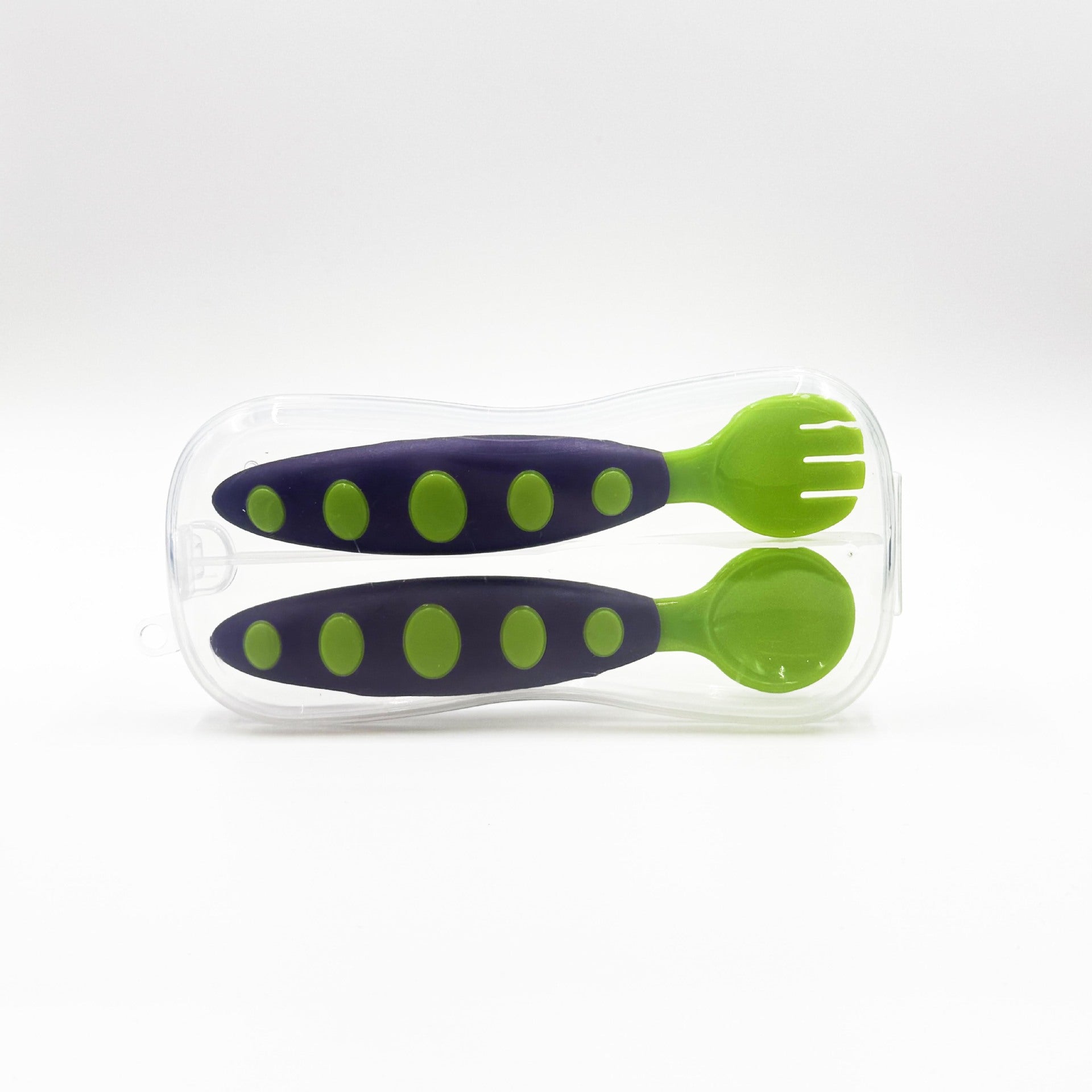 Factory direct sales baby two-color spoon and fork combination set, baby complementary food tableware PP spoons 2 boxed