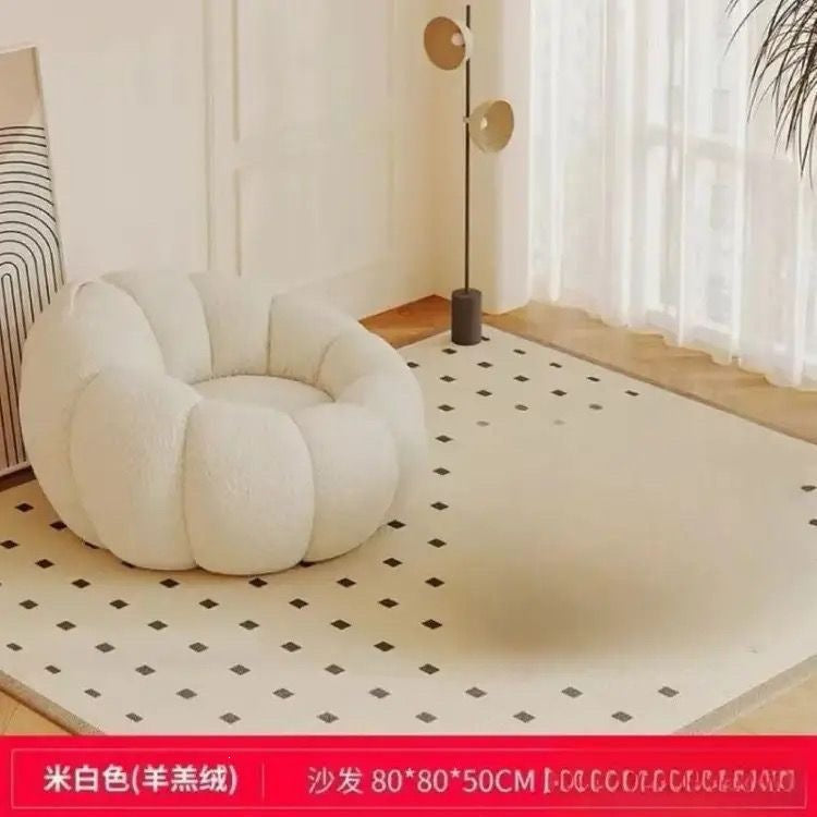 Cream style lazy sofa can lie down and sleep pumpkin sofa chair casual chair cashmere fabric sofa single sofa