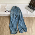 Retro ripped loose pantsjeans women's summer thin high waistslimming lookloosepetitesstraight-leg pantspants