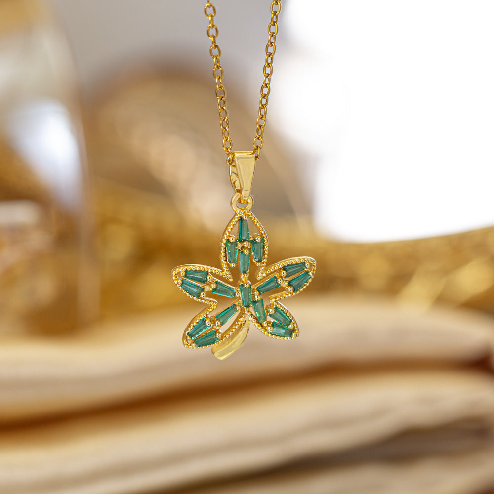[titanium steel] cross-border popular copper micro-embedded necklace for women, stainless steel gold-plated electroplated high-end exquisite clavicle chain jewelry