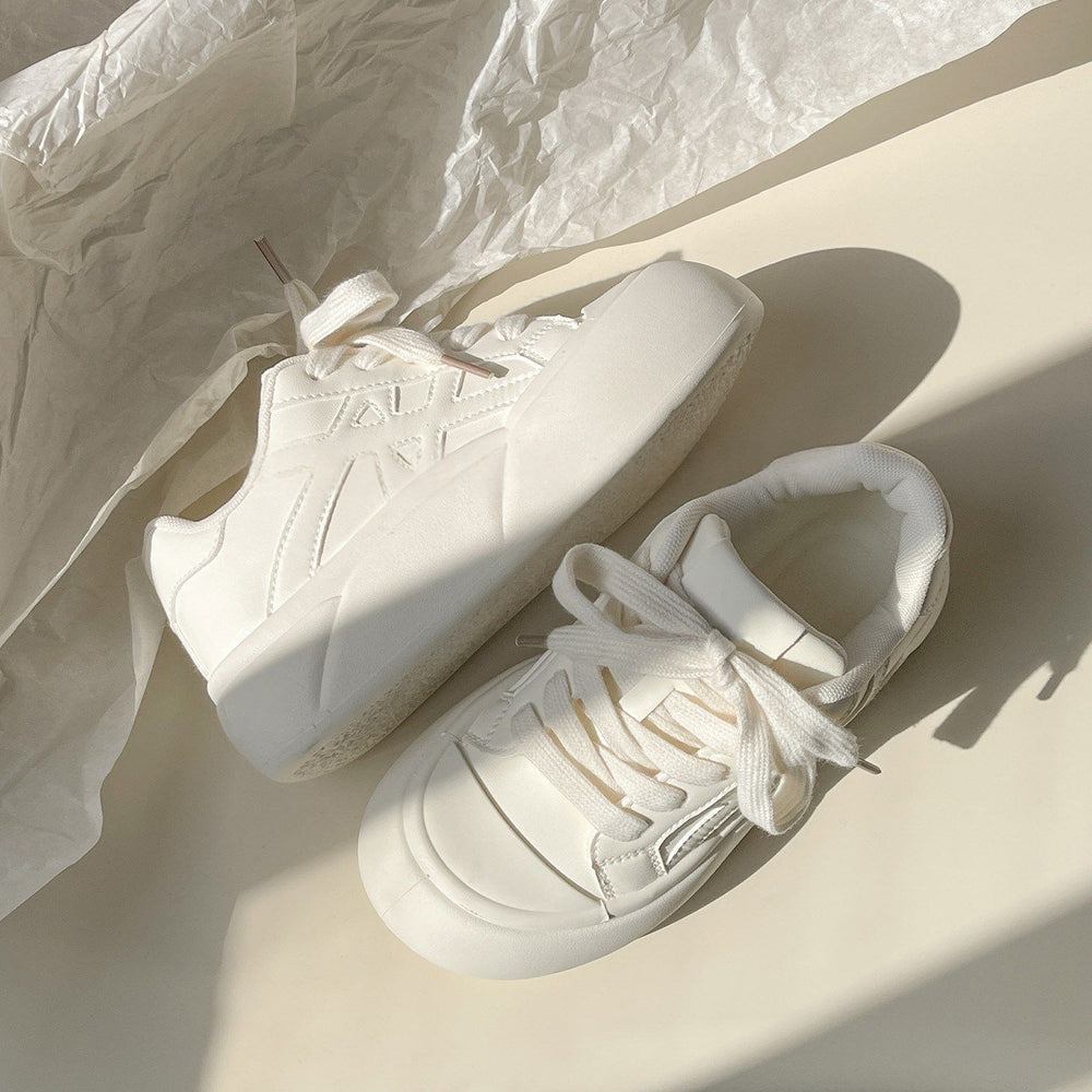 2026new arrivalthick solewhite shoes women's easiest for match milk fufu with skirt bread shoes women's lightweight korean casual sneakers
